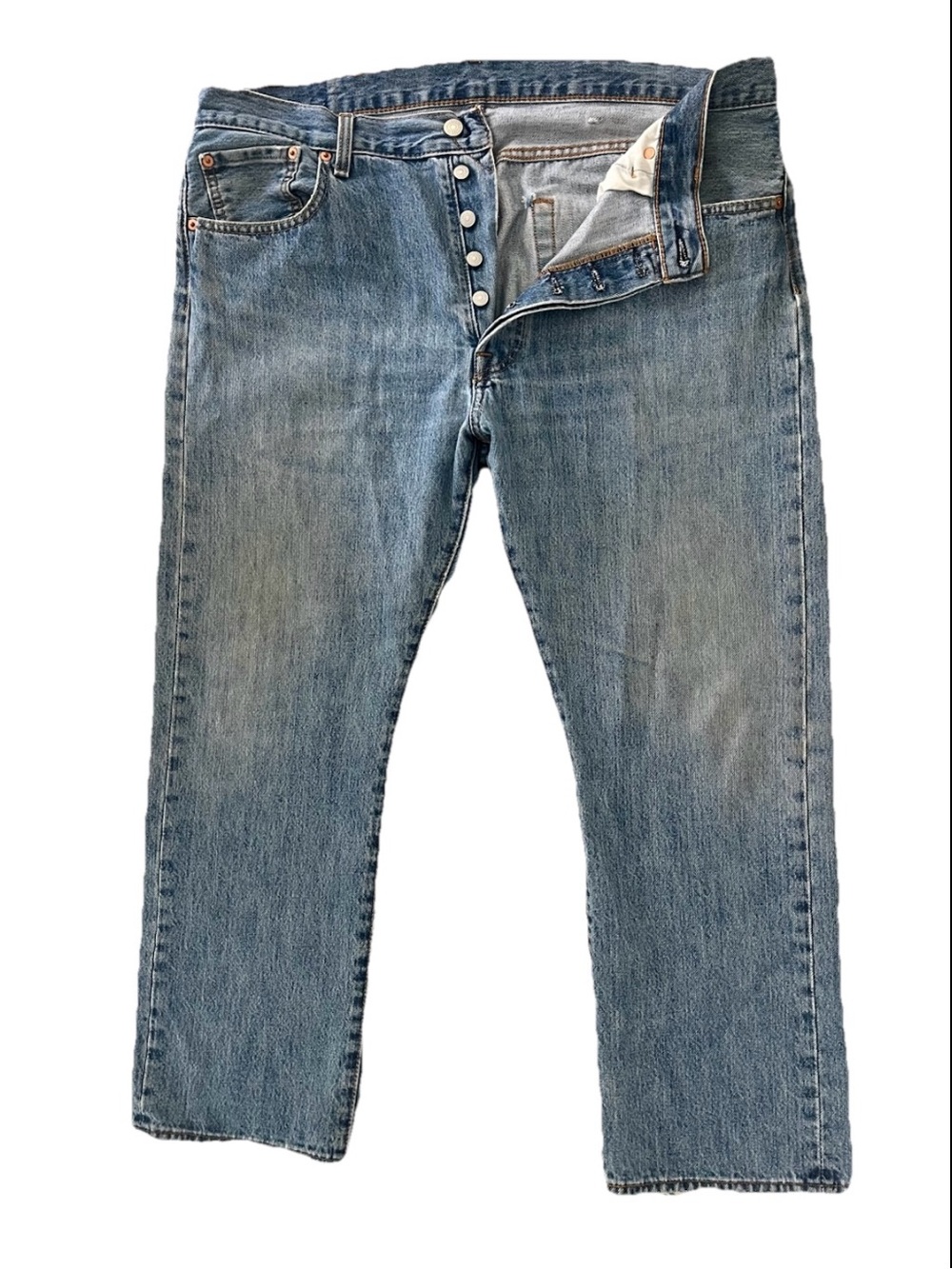 Levis Jeans Men 38x29 Blue 501 Straight Fit Button Fly Medium Stonewash Denim